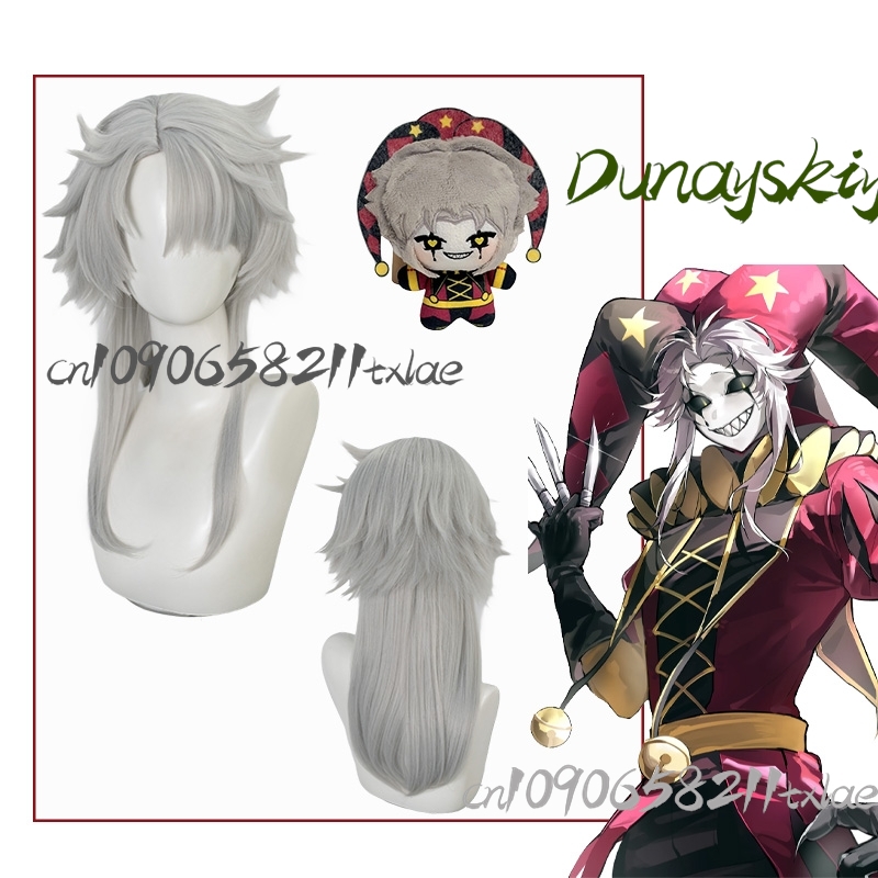 Party Games Kit - Freak Game Pierrot Cosplay Peruk Gri-beyaz