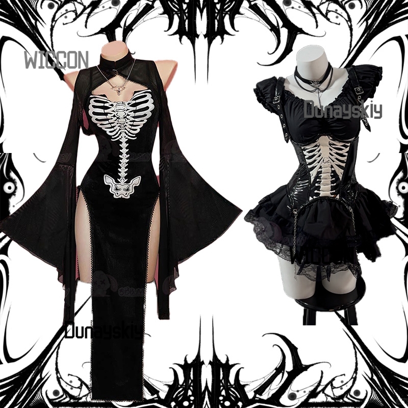 Party Games Steam - Cadılar Bayramı Gotik Kafatası Cosplay Kostümü